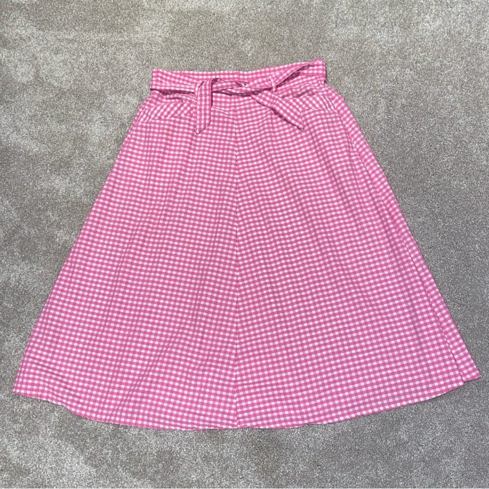 Vintage Jantzen Pink White Gingham Maxi Skirt Size 8 Made In USA